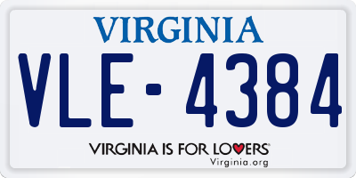 VA license plate VLE4384