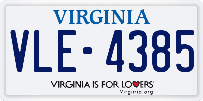 VA license plate VLE4385