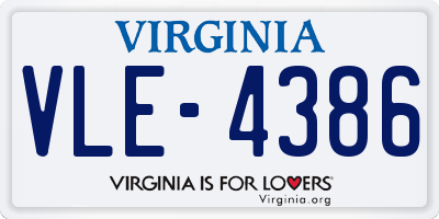 VA license plate VLE4386
