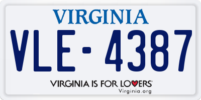 VA license plate VLE4387