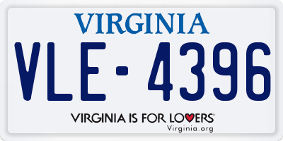 VA license plate VLE4396