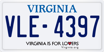 VA license plate VLE4397