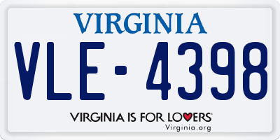 VA license plate VLE4398