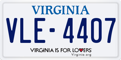 VA license plate VLE4407
