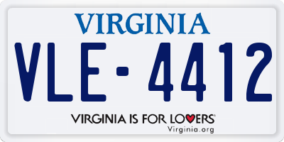 VA license plate VLE4412