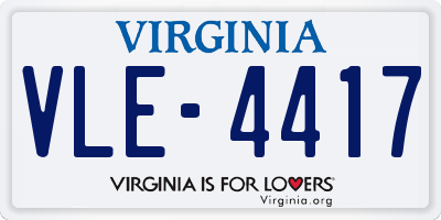 VA license plate VLE4417