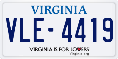 VA license plate VLE4419
