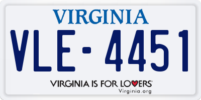 VA license plate VLE4451