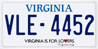 VA license plate VLE4452