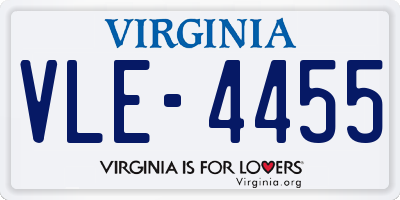 VA license plate VLE4455