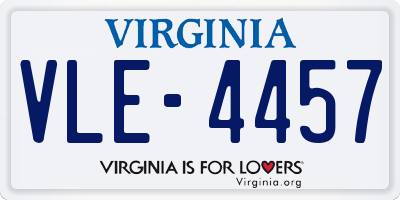 VA license plate VLE4457