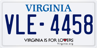 VA license plate VLE4458