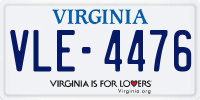 VA license plate VLE4476