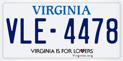 VA license plate VLE4478