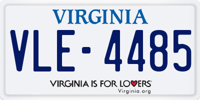 VA license plate VLE4485