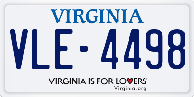 VA license plate VLE4498