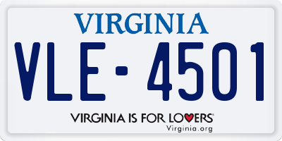 VA license plate VLE4501