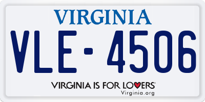 VA license plate VLE4506
