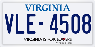 VA license plate VLE4508
