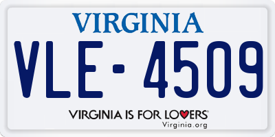 VA license plate VLE4509