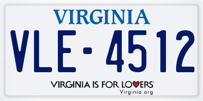 VA license plate VLE4512