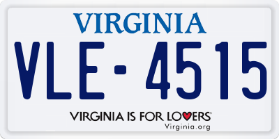 VA license plate VLE4515