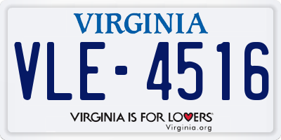 VA license plate VLE4516