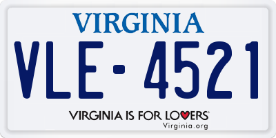 VA license plate VLE4521