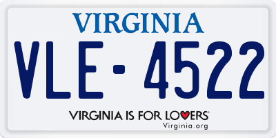 VA license plate VLE4522