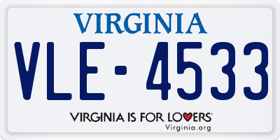 VA license plate VLE4533
