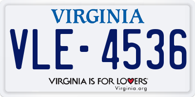 VA license plate VLE4536
