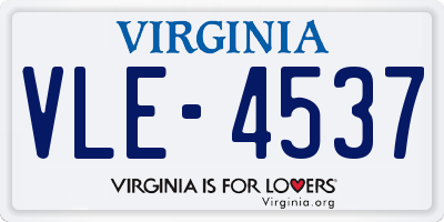 VA license plate VLE4537