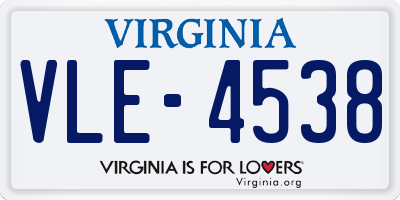 VA license plate VLE4538