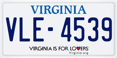 VA license plate VLE4539