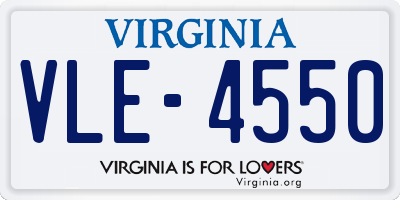 VA license plate VLE4550