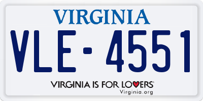 VA license plate VLE4551