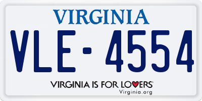 VA license plate VLE4554