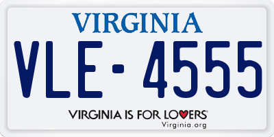 VA license plate VLE4555