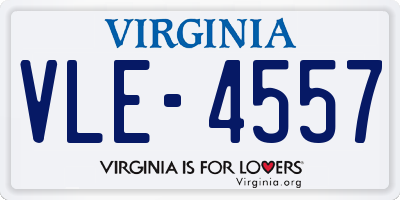 VA license plate VLE4557