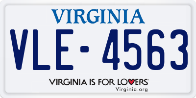 VA license plate VLE4563