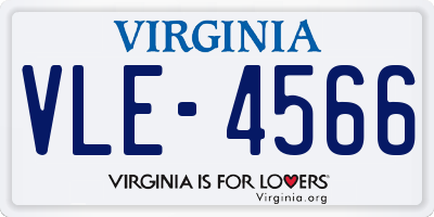 VA license plate VLE4566