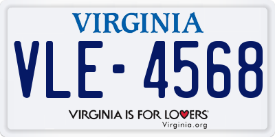 VA license plate VLE4568