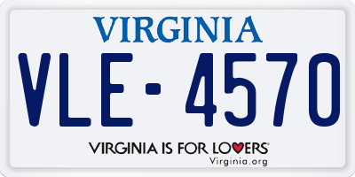 VA license plate VLE4570