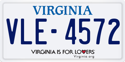VA license plate VLE4572