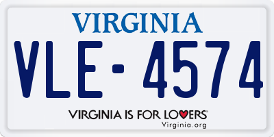 VA license plate VLE4574