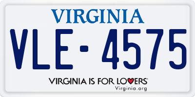 VA license plate VLE4575