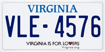 VA license plate VLE4576
