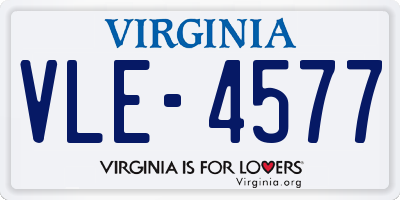 VA license plate VLE4577