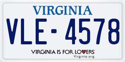VA license plate VLE4578