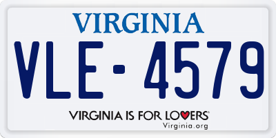 VA license plate VLE4579